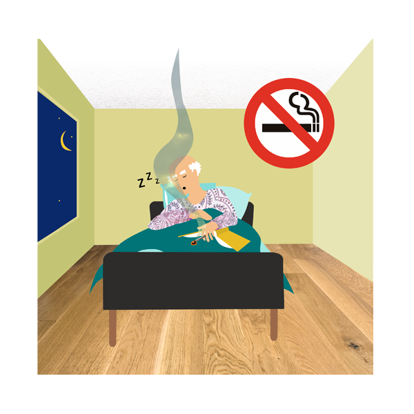 illustratie niet roken in bed Jeanne design