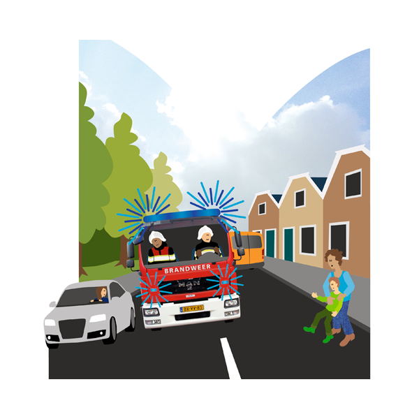 illustratie brandweer onderweg sirene Jeanne Design