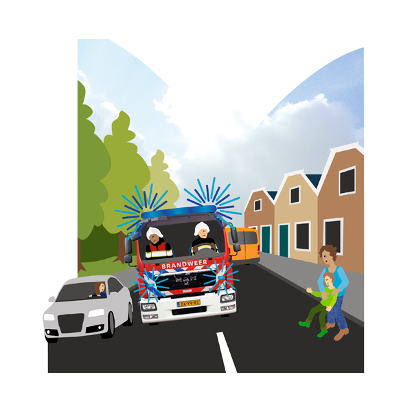 illustratie brandweer onderweg sirene Jeanne design
