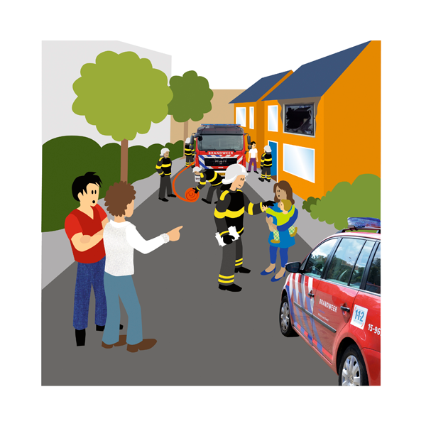 illustratie brandweer in de straat Jeanne design