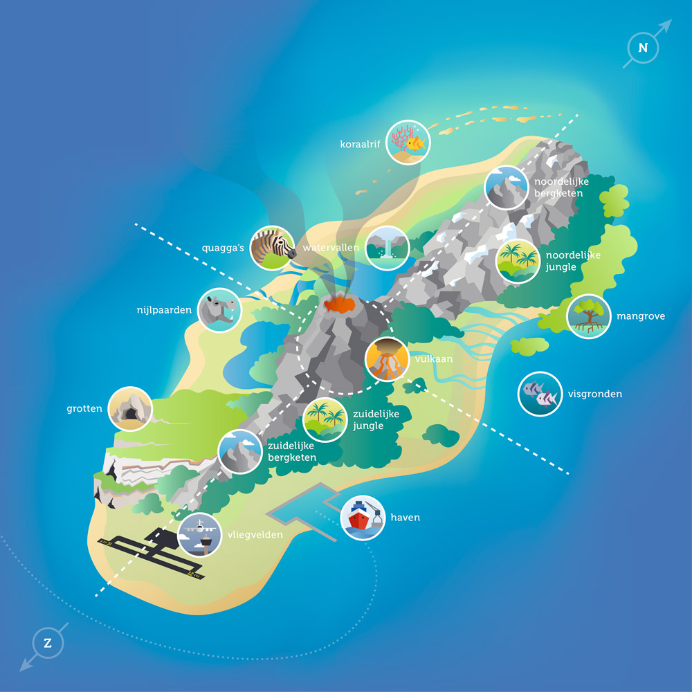 illustratie Quagga Island klimaatgame • Jeanne design • educatieve illustratie laten maken