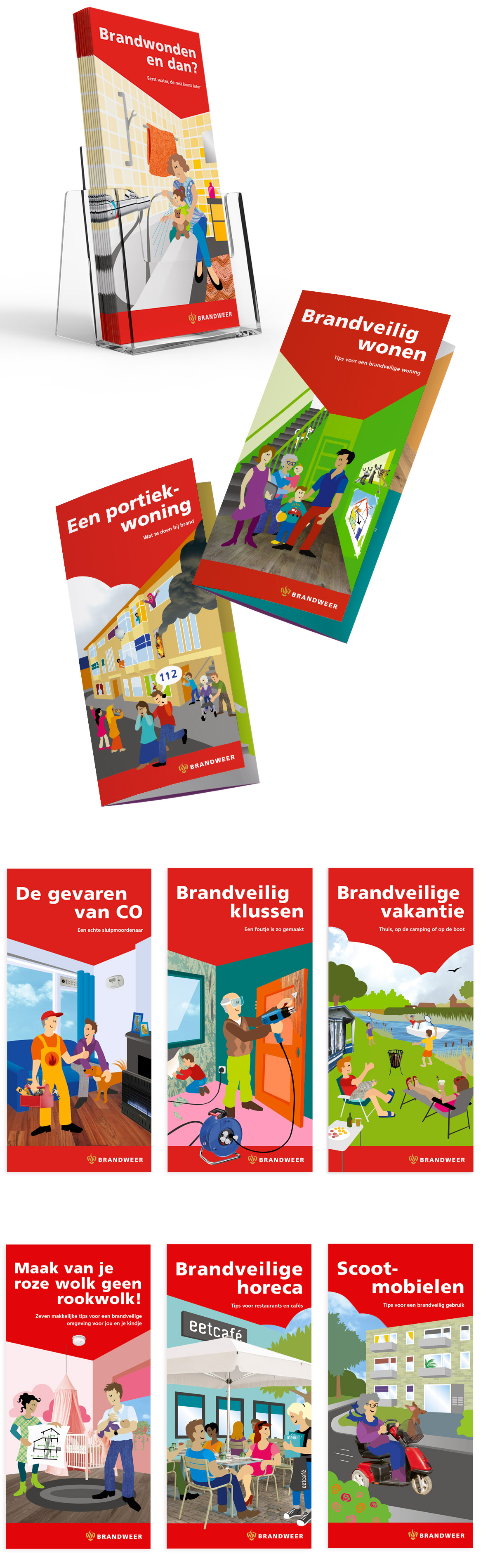 Folders Brandweer Nederland • ontwerp en illustratie Jeanne Melchels