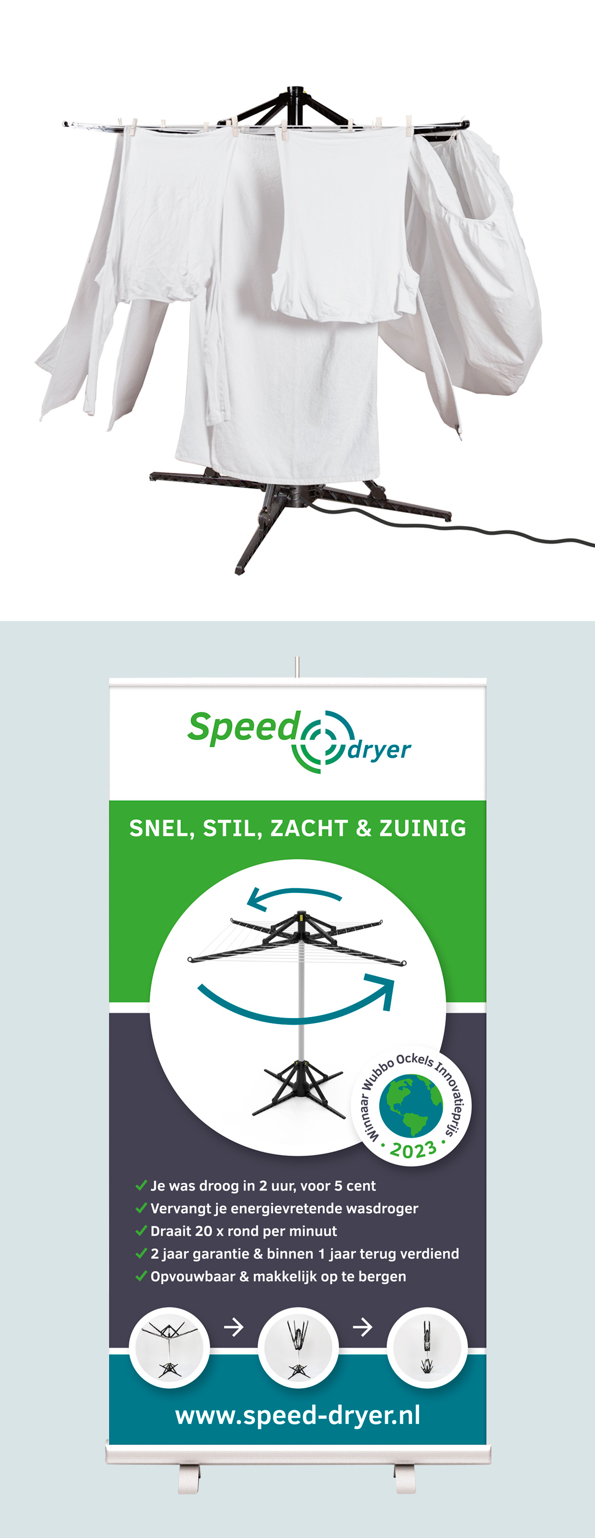 grafisch ontwerp roll-up banner en instructie SpeedDryer